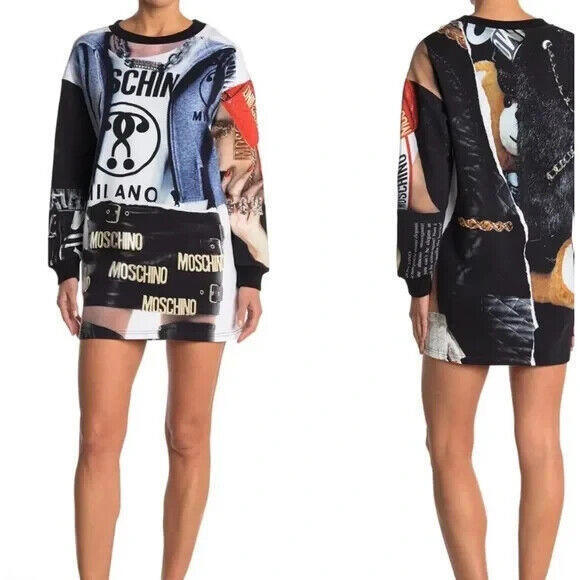 [SOLD] NWT MOSCHINO COUTURE Women's Sz IT 42 US 8 Graphic Cotton Sweater Dress - Picture 14 of 14